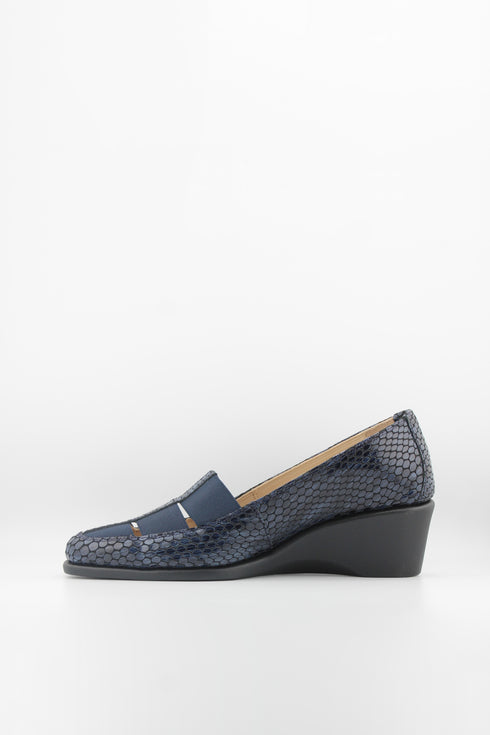 DFC Relax Textured Slip-On Comfort Wedge Loafer with Elastic Panels